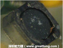 使用銀(Ag)鍍層的電源電感器(Power Inductors)，經(jīng)過推力測試后，零件端點(diǎn)上已經(jīng)看不到任何鍍層的痕跡了，所以其耐推力就比較小。