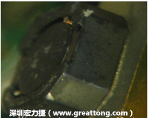 使用銀(Ag)鍍層的電源電感器(Power Inductors)，經(jīng)過推力測試后，零件端點(diǎn)上已經(jīng)看不到任何鍍層的痕跡了，所以其耐推力就比較小。