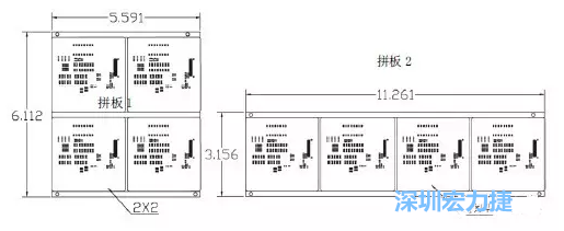 如圖9所示在兩種拼板中PCB單元的排列方式不同。拼板方式是V-CUT。這兩種拼板尺寸有明顯的的差異，將導(dǎo)致各自所需的生產(chǎn)拼板尺寸改變-深圳宏力捷