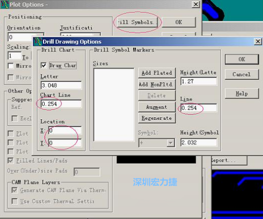 轉(zhuǎn)孔圖時也需在Customize Document欄點擊Option，在彈出的Plot Options-窗口中選擇Drill Symbols