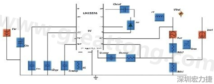 參考圖1的電流通路：把FET在導(dǎo)通狀態(tài)下流經(jīng)的通路標(biāo)記為紅色；把FET在關(guān)斷狀態(tài)下的迴路標(biāo)記為綠色。