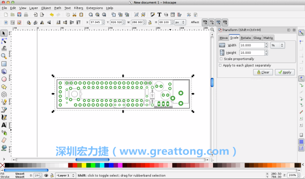 首先，你需要取得電路板設計圖的PNG圖檔，才能在上面進行繪制。這件事做起來比用說的難上許多，而其中一種方法如下所示（我們會先假設你正在使用Inkscape向量繪圖工具）。