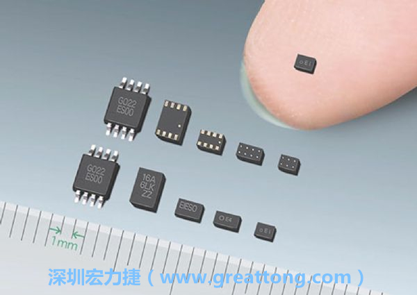 常規(guī)IC與WLP制作的封裝設計元件，尺寸有極大的差異，WLP僅需晶粒尺寸就有相同的電氣特性。