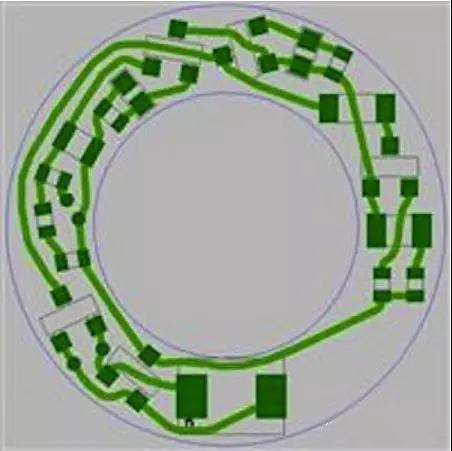 圖6：PCB布線例子：(a)拓?fù)涫阶詣?dòng)布線器(完成了100%導(dǎo)線的布線)；