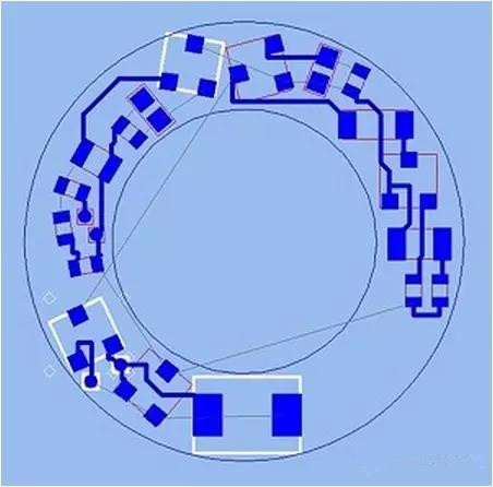 (b)基于最佳形狀的自動(dòng)布線器(完成了56.3%的導(dǎo)線布線)；
